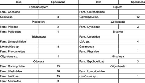 Data Of Macrozoobenthos Structure In Liqenat Lake Download Scientific