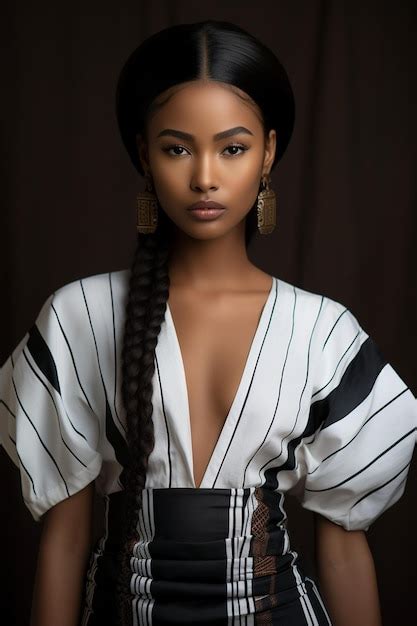 Premium Photo Asian Babe Captured In White And Black Dress