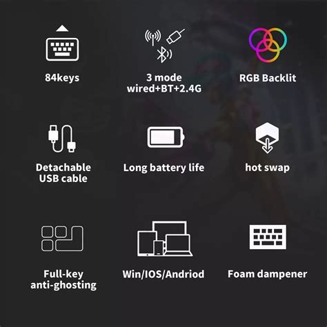 Royal Kludge Rk Hot Swappable Bt Wireless Rgb Mechanical Gaming Keyboard Keys