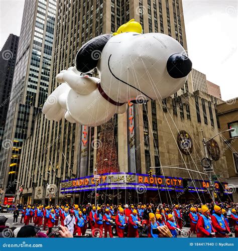 Snoopy Balloon Floats In The Air During The Annual Macy`s Thanksgiving Day Parade Along Avenue