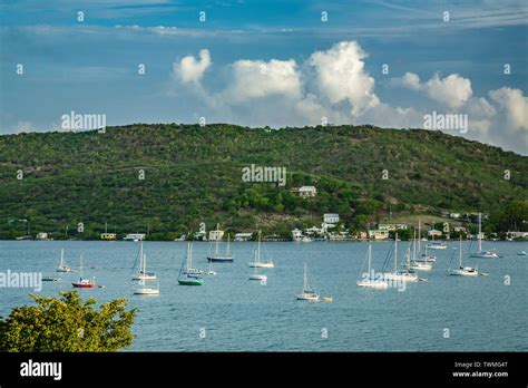 Boats At Anchor Ensenada Bay Culebra Puerto Rico Stock Photo Alamy