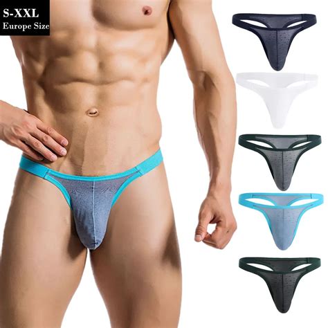 Sexy Bikini Thong Big Men Underwear Stars Jacquard Bulge Pouch G String Hombre Briefs Europe