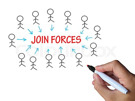 Join Forces On Whiteboard Shows United Strength And Power Stock Image