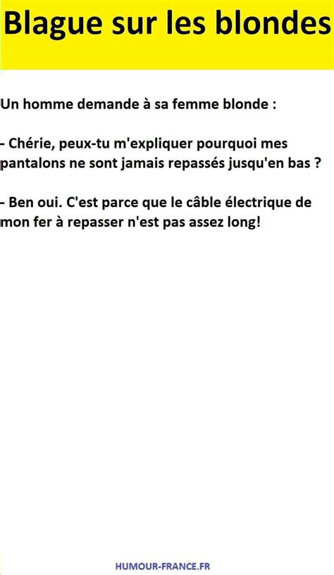 Un homme demande à sa femme blonde Humour France fr