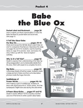 Pocket 04 Babe The Blue Ox Tall Tales By Evan Moor Educational Publishers