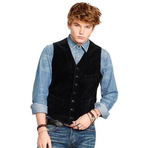 Denim And Supply Ralph Lauren Cotton Corduroy Vest In Black For Men Lyst