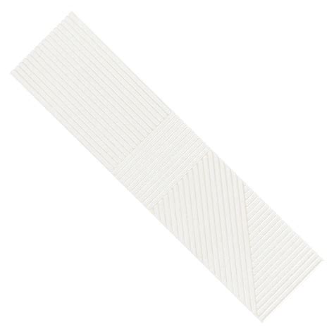 Glossy White 4 X 16 Line Patterned Ceramic Subway Wall Tile