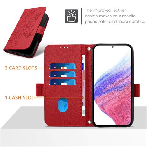 For Infinix Hot Pro G Embossed Rose RFID Anti Theft Leather Phone Case Red Alexnld