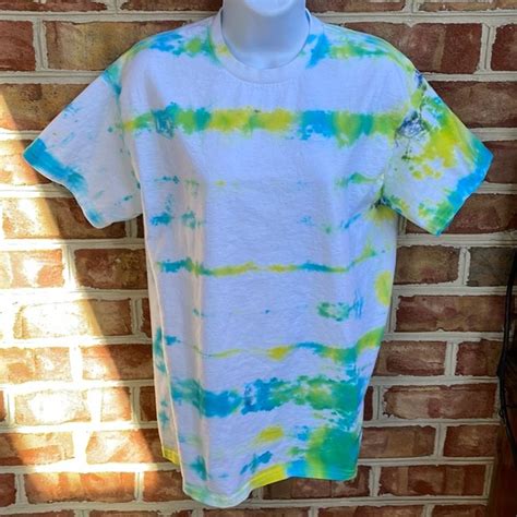 Gildan Tops Gildan Tye Dye 0 Cotton Green Blue Yellow And White