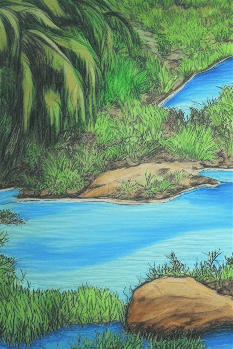 Tropical Forest Pond With Waterfall · Creative Fabrica