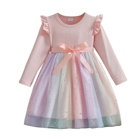 2DXuixsh Girls Dresses Mesh Rainbow Skirt Tulle Tutu Dress for Toddler