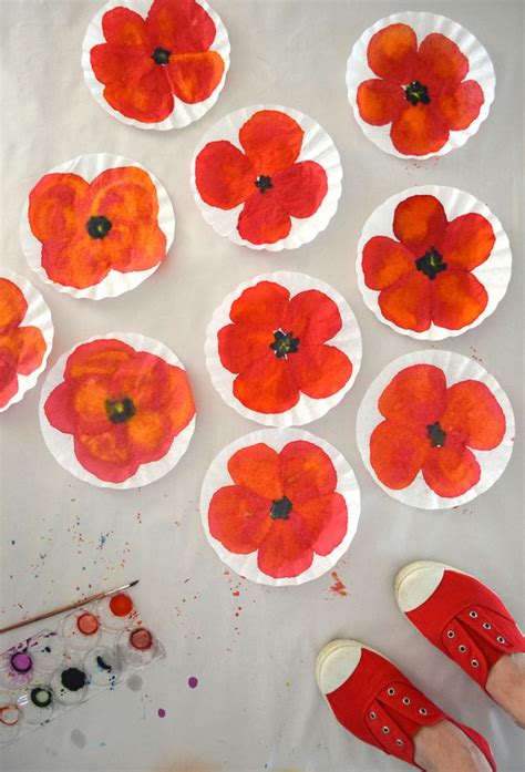 Poppy Art With Watercolors Coffee Filters Could Make A Good