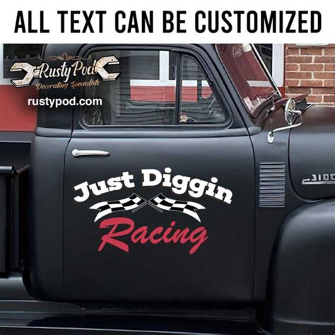 Personalized Racing Team Lettering Checker Flag Door Art Hand Paint Rat Rod Door Art Hot Rod
