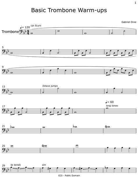 Basic Trombone Warm-ups - Sheet music for Trombone