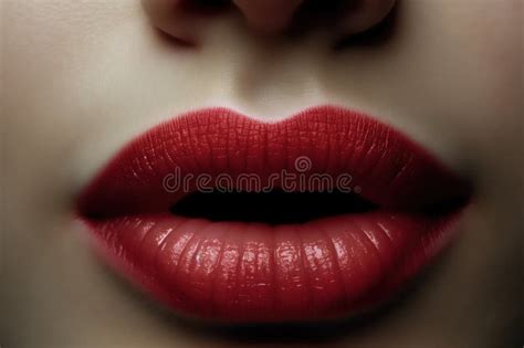 Beauty Red Lips Makeup Detail Beautiful Closeup Sensual Open Mouth