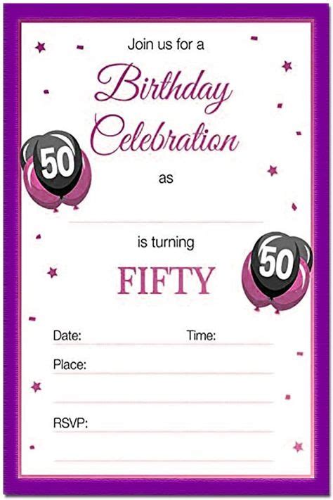 50th Birthday Invitation Templates Free And Printable Birthday