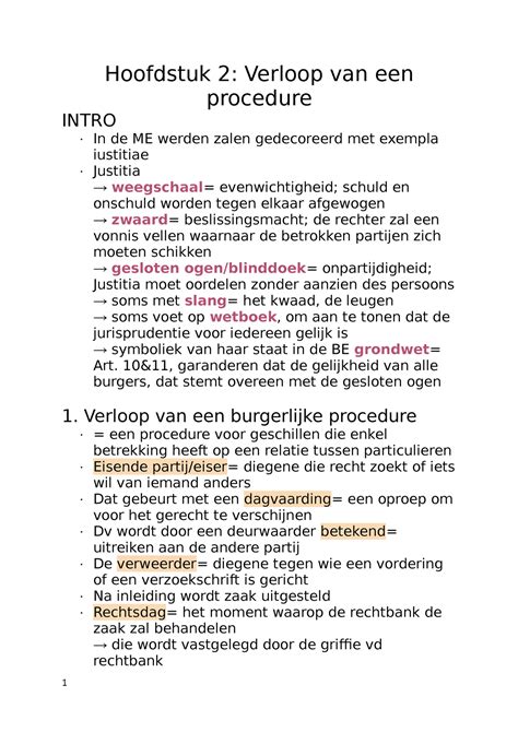 CW Hoofdstuk 2 Rechten Hoofdstuk 2 Verloop Van Een Procedure INTRO