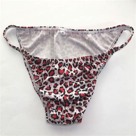 K377 P Mens String Bikini String Narrow Waist Body Posing Printed Swim