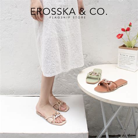 Mua Dép quai xích thời trang Erosska 2021 quai ngang màu nude DE042 giá rẻ nhất TecKi Vn