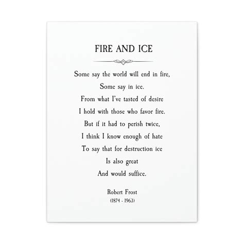 Robert Frost Poem Fire And Ice Literary Wall Art Famous Poem Not A