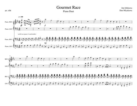 Gourmet Race Piano Duet Sheet Music For Piano Mixed Quartet
