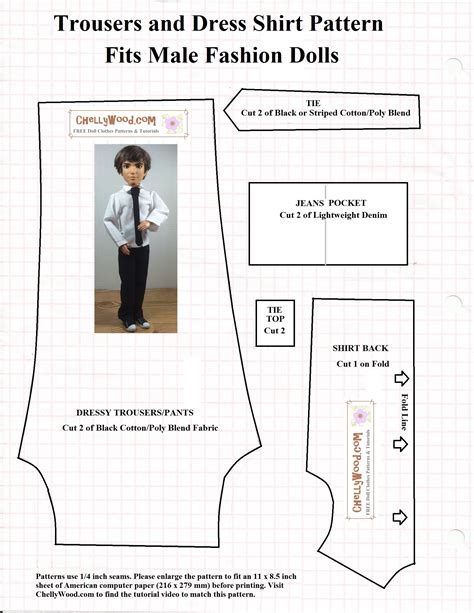 Free Printable #Sewing Patterns for Ken #Dolls’ #Clothes @ ChellyWood ...