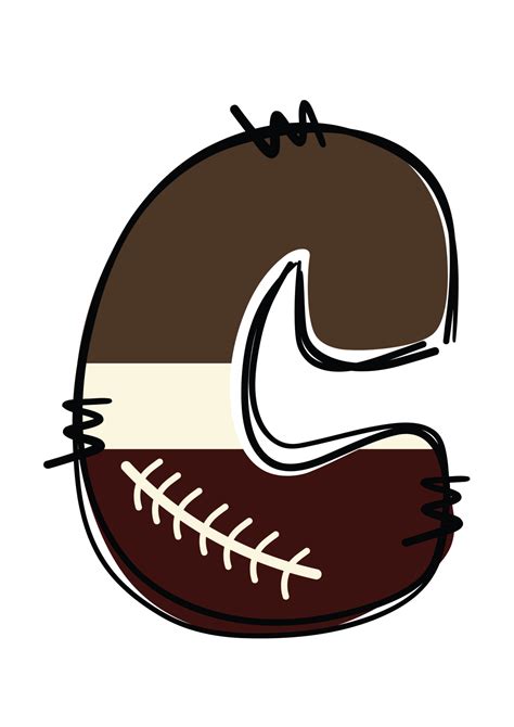 Unique Sports Themed American Football Alphabet Letters Doddle Style