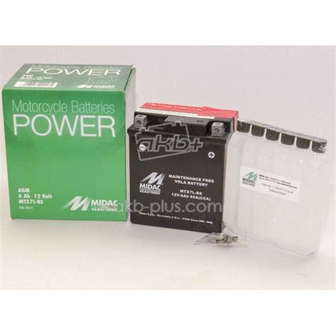 Купить Аккумулятор 6Ah-12v MTX7L-BS (YTX7L-BS) Midac Moto (113х70х130 ...