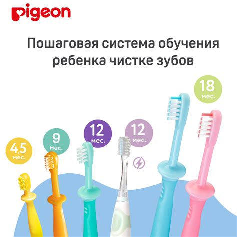 Зубная щетка Pigeon шаг 4 с 18месяцев до 3лет Розовая купить по цене ...