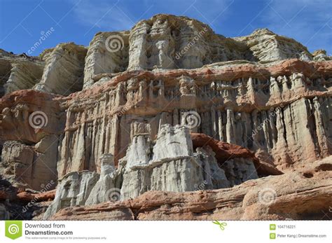 Cathedral Of Red Rocks Canyon Table Cliffs California Stock Image