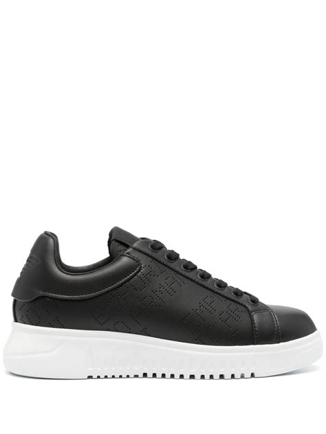 Emporio Armani Icon Logo Perforated Leather Sneakers Farfetch