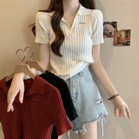 Áo Len Cộc Dệt Kim Áo Polo Vặn Thừng Dáng Vừa Phối Logo Sắt Vặn Thừng Chất Mongtoghi Cổ Bẻ Hot