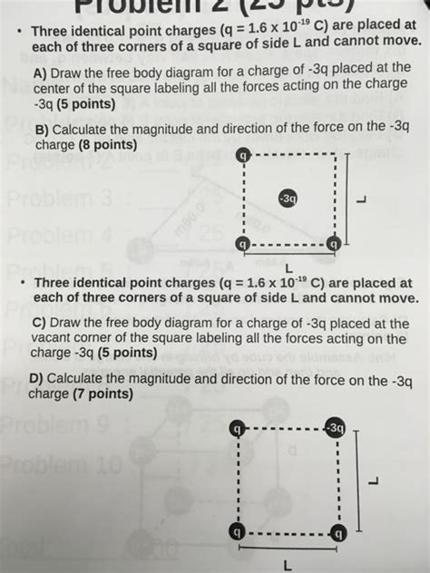 Solved Three Identical Point Charges Q 16 X 10 19 C Are