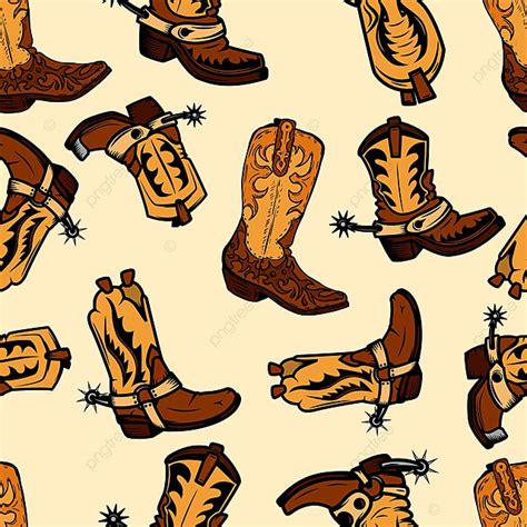 Seamless Pattern With Cowboy Boots Background Vector Design Drawing