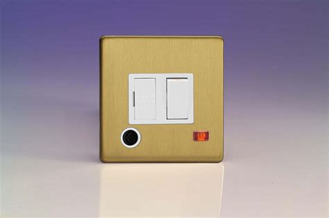 Varilight 13a Switched Fused Spur Neon Flex Outlet Screwless Brushed Brass White Insert Xdb6