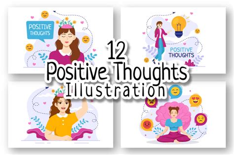 12 Positive Thoughts Vector Illustration By denayunethj | TheHungryJPEG