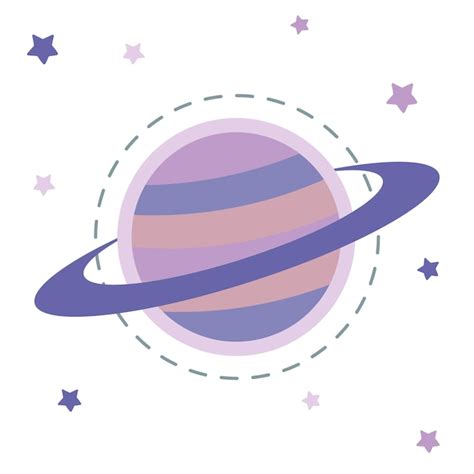 Saturn Symbol Im Flachen Stil Planet Illustration Auf Wei Em