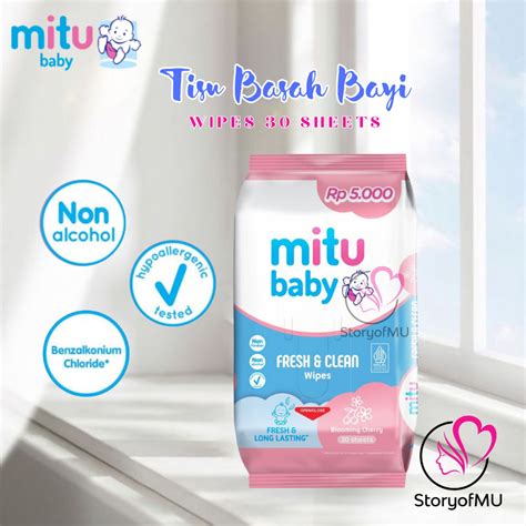 Jual MITU Baby Tisu Basah Ganti Popok 30 S Fresh Clean Blooming