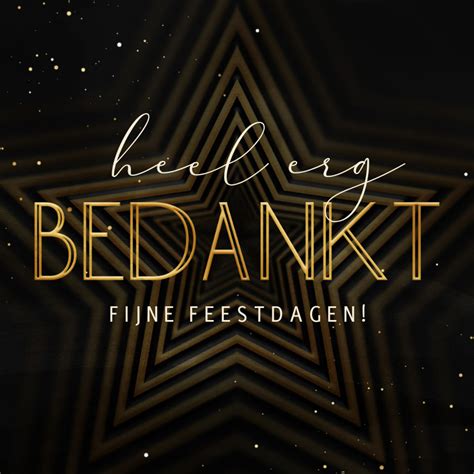 Kerstkaart Bedankt Met Ster Op Achtergrond Kaartje Go