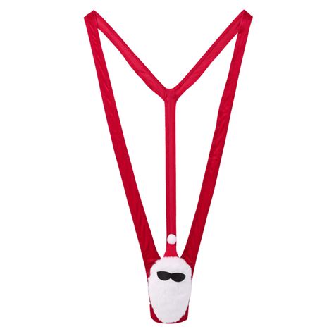 Mens One Piece Velvet Sleeveless Deep V Shaped Christmas Mankini Thong Underwear Sexy Lingerie