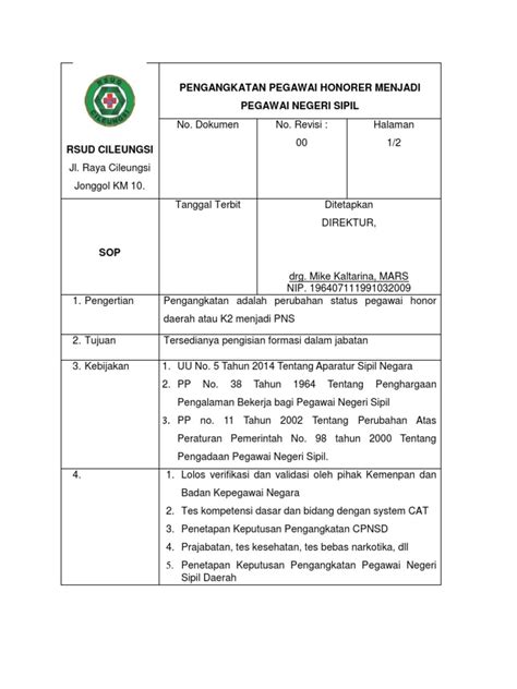 Sop Pengangkatan Pdf