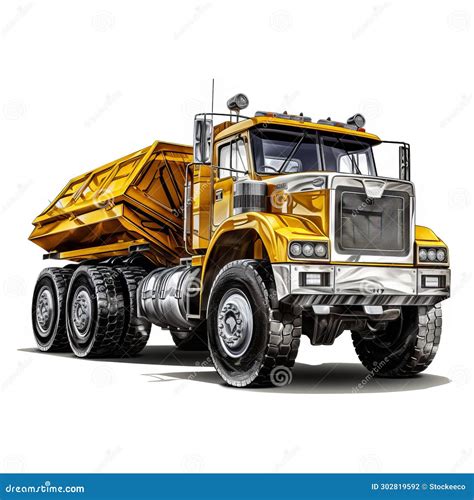 Yellow Dump Truck Monster Truck on White Background - Photorealistic ...