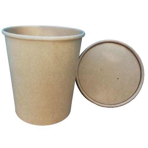 Vaso Contenedor T Rmico Oz Con Tapa Kraft Para Sopa O Helado