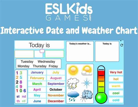 Date and Weather Interactive Chart - ESL Kids Games