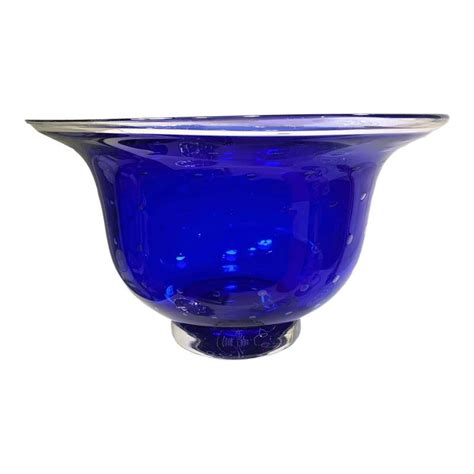 This Oversized Art Glass Bowl Is A Stunning Deep Cobalt Blue Executed