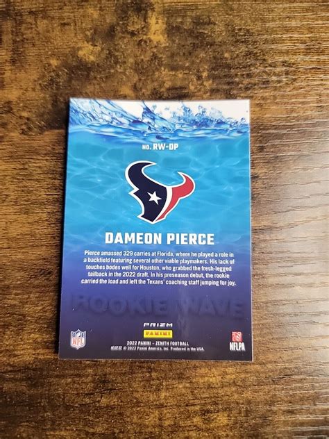 Panini Zenith Football Dameon Pierce Rookie Wave Rw Dp Prizm