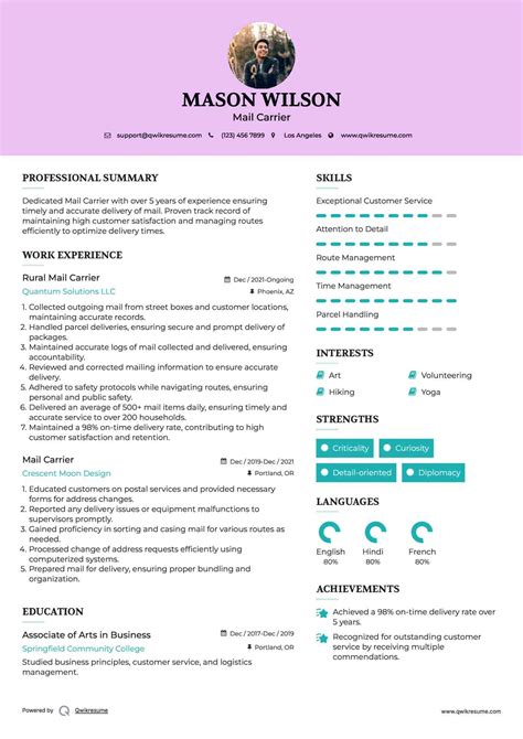 10+ Mail Carrier Resume Samples & Templates for 2025