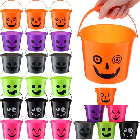 Jenaai 12 Pack Halloween Pumpkin Bucket Plastic Jack O