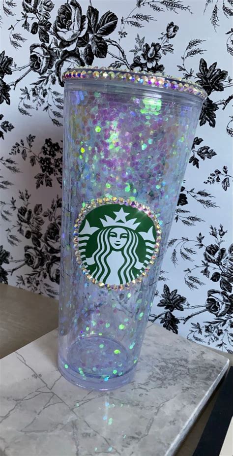 Iridescent Snowglobe Tumbler Starbucks Cup Art Starbucks Glitter Cup