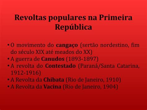 Revoltas populares na republica velha | PPT